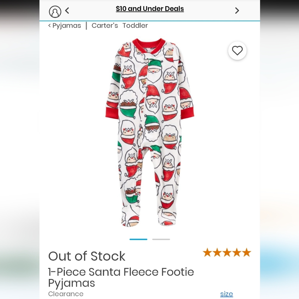 1-Piece Santa Fleece Footie Pyjamas